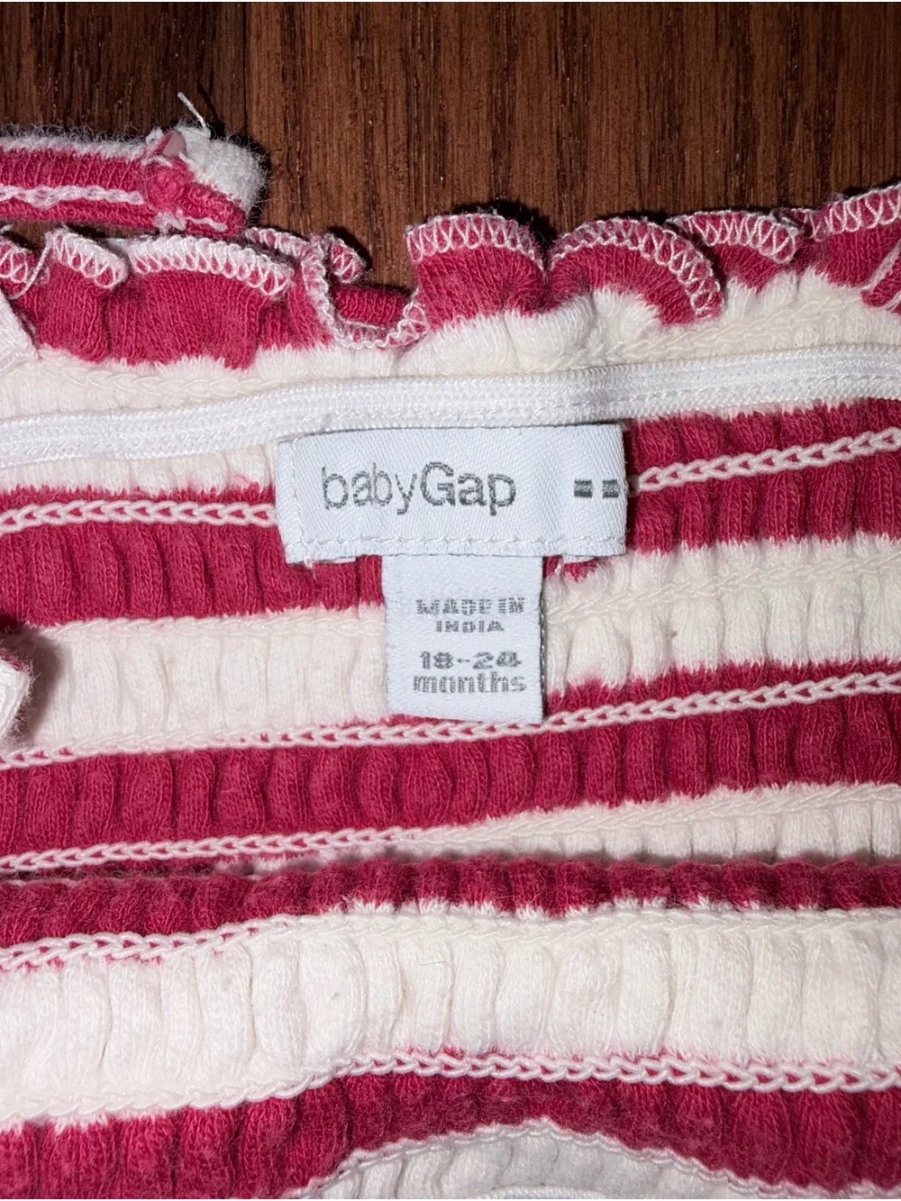GAP Baby Red and White Striped Smocked Jumpsuit